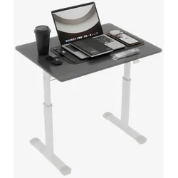 MODFU Schreibtisch höhenverstellbar Grau 60x80x90 cm mit Handkurbel, Doppelsäule, stabiler Standfuß, Metall Holz, Homeoffice Büro