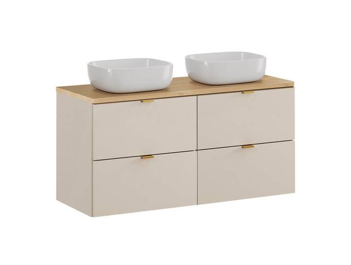 Petits-meubles Doppelwaschtisch 120.6cm Azel Kaschmir, Holzwerkstoff, 120.6x52x46 cm, Badezimmer, Waschbecken & Armaturen, Waschtische