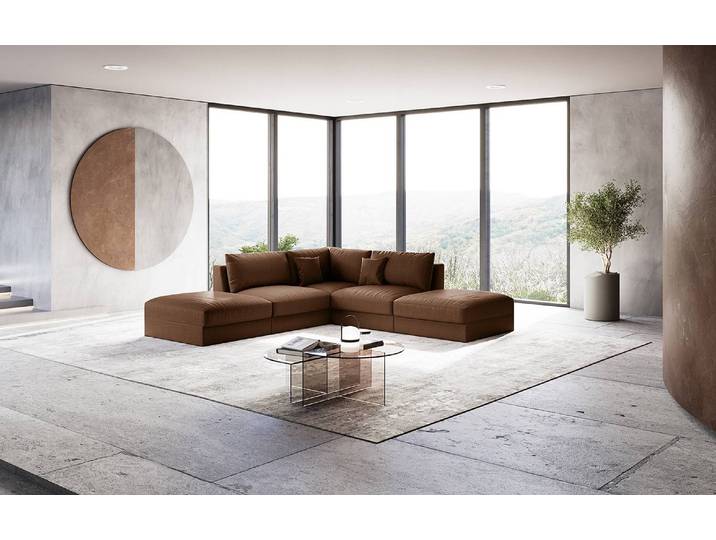 Ecksofa Braun Microfaser Taeko 293 x 90 x 293cm Modern