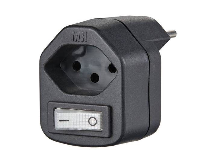 Max Hauri AG Abzweigstecker Typ 13 mit Schalter Schwarz