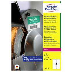 Avery-Zweckform L7914-10 Folien-Etiketten 99.1 x 67.7 mm Polyethylenfolie Weiß 80 St. Permanent haftend Farblaserdrucker, Laserdrucker, Farbkopierer, Kopierer,