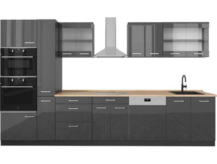 Cuisine complète Vicco R-Line Anthracite brillant/anthracite 350cm \, PT Chêne\, Model 53481
