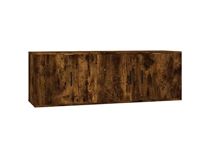 KUPTYERFG 2-TLG TV-Schrank Set Wandmontage Räuchereiche Holzwerkstoff Platzsparende Lowboard Unterkonstruktion für Wohnzimmer und Schlafzimmer mit geschlossenem Stauraum hinter stabilen Türen.