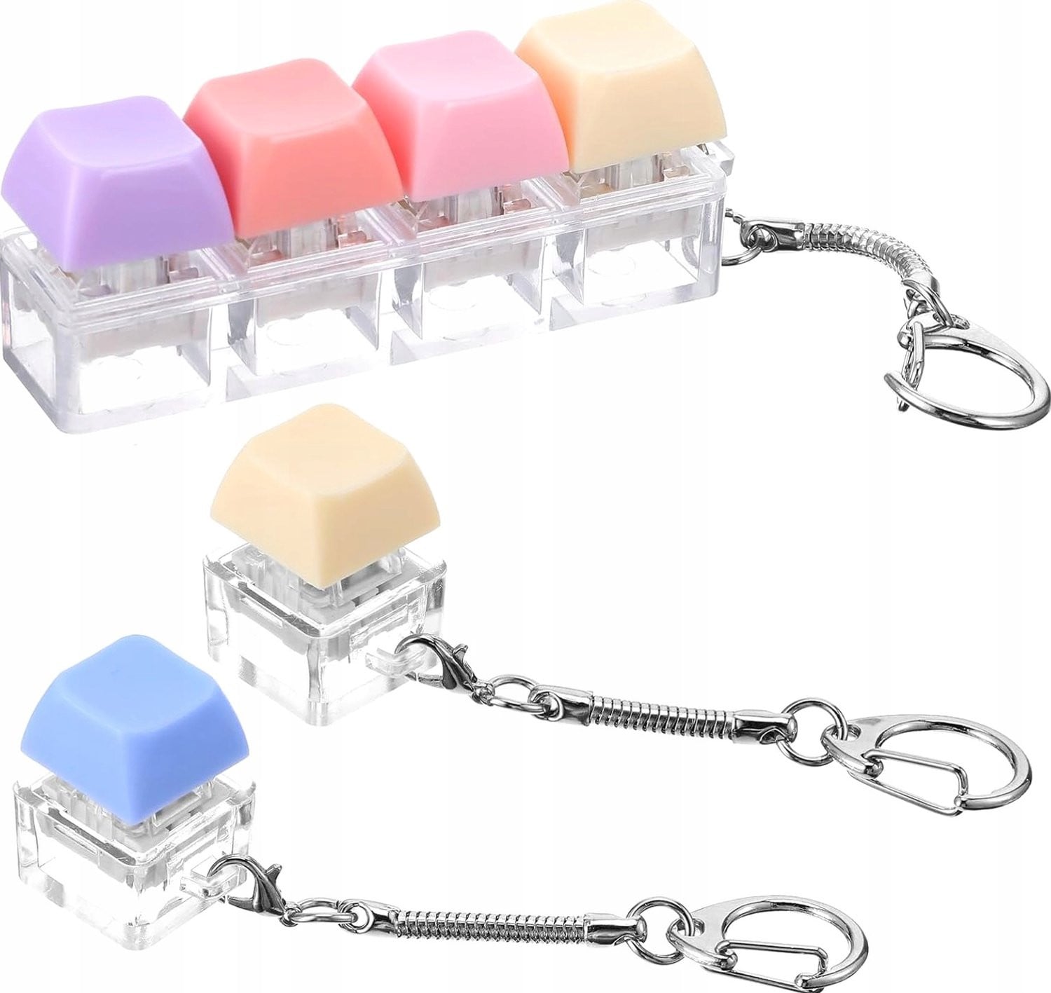 Fidget Speelgoed Set: 3x Antistress Klikkers met Sleutelhanger