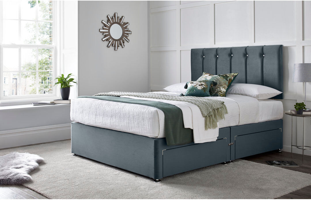 Wayfair Sleep Monatuk Divan Bed with 24" Headboard on Struts Steel Small Double (4')
