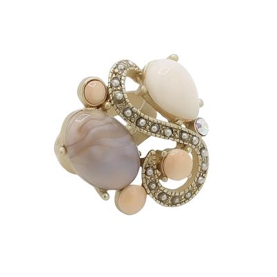 Fingerring "Sissi", beige, COLLEZIONE ALESSANDRO, Fingerringe, Damen, Messing, Fingerring