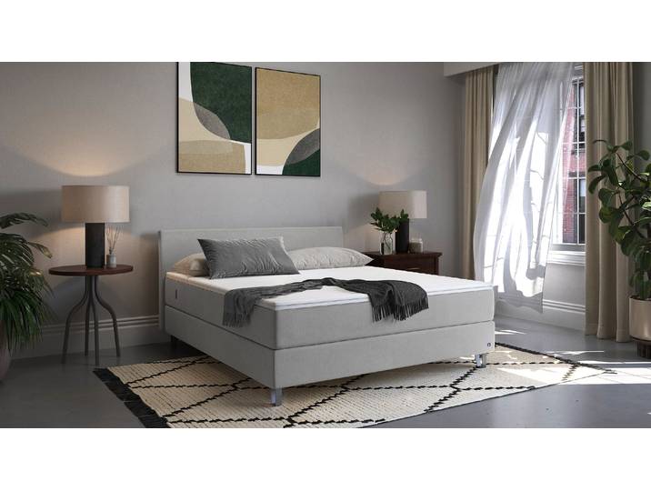 BRUNO Boxspringbett Premium 180x200cm in Hellgrau Matratzen-Härtegrad: Links H3 / Rechts H3 mehrfach ausgezeichnet in Design & Qualität
