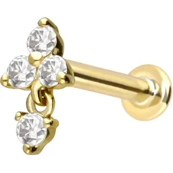 14 Karat Gold Labret mit Innengewinde MOISSANIT-BLUME + MOISSANIT