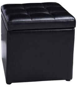 Costway Foldable Cube Ottoman Pouffe Storage Seat-Black