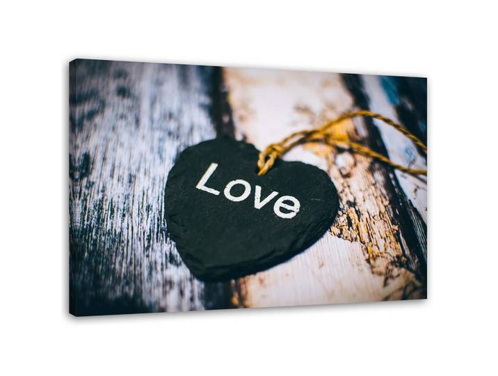 Feeby Leinwandbild Anhänger mit Love-Inschrift 100x70cm, Braun, Abstrakt, Rechteckig, 100x70 cm, Bilder & Rahmen, Bilder, Leinwandbilder