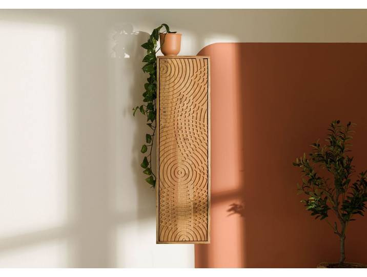 Hängeschrank Akazie 33x33x115 natur lackiert MARRAKESCH #120