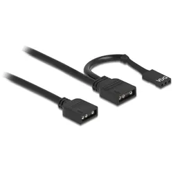 Delock RGB Anschlusskabel 3 Pin für 5 V RGB / ARGB LED Beleuchtung mit 2 x 3 Pin Buchse 50 cm