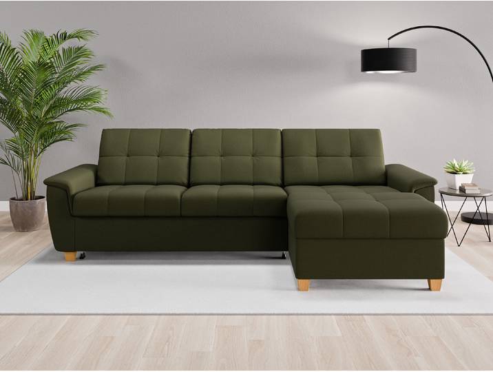 Ecksofa Nairobi Nr. 1 rechts - Grün (Waldgrün) - Feiner Mikrofaserstoff