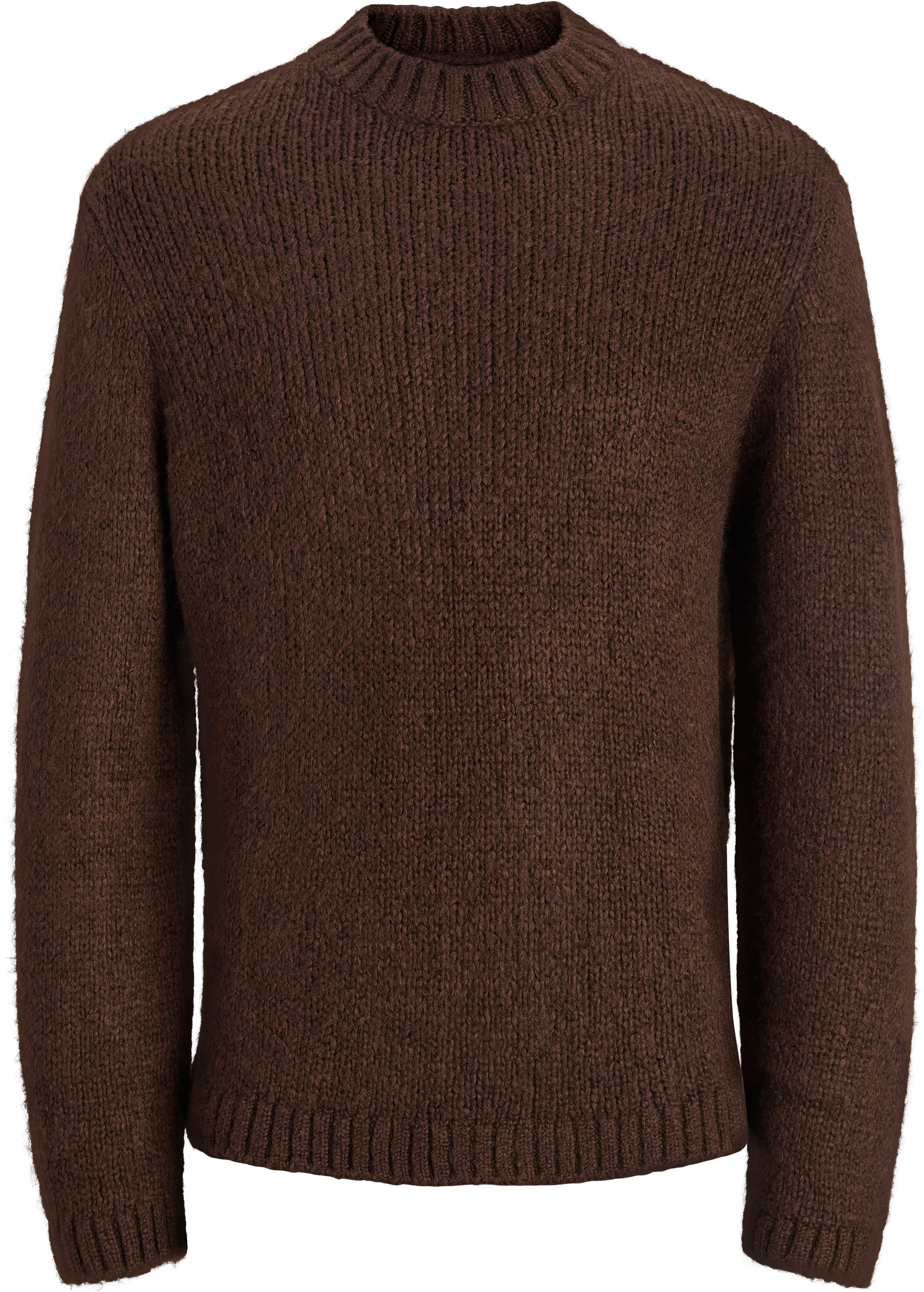 Rundhalspullover JACK & JONES "JORSALAMANCO KNIT CREW NECK", Herren, Gr. XXL, java, Strick, Obermaterial: 69% Polyacryl, 23% Polyester, 8% Polyamid, unifarben, regular fit normal, Rundhals, Bündchen, Pullover Rundhalspullover, Materialmix, regular fit jav