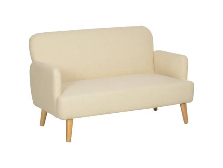 HOMCOM 2 Sitzer Sofa Kleines Sofa Holzbeine 130 x 74 x 79 cm Cremeweiß