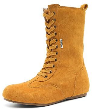 LightInthebox Men's Yellow Suede High-Top Boots – Urban Trendsetter, Comfortable Lace-Up Design for Casual or Everyday Wear