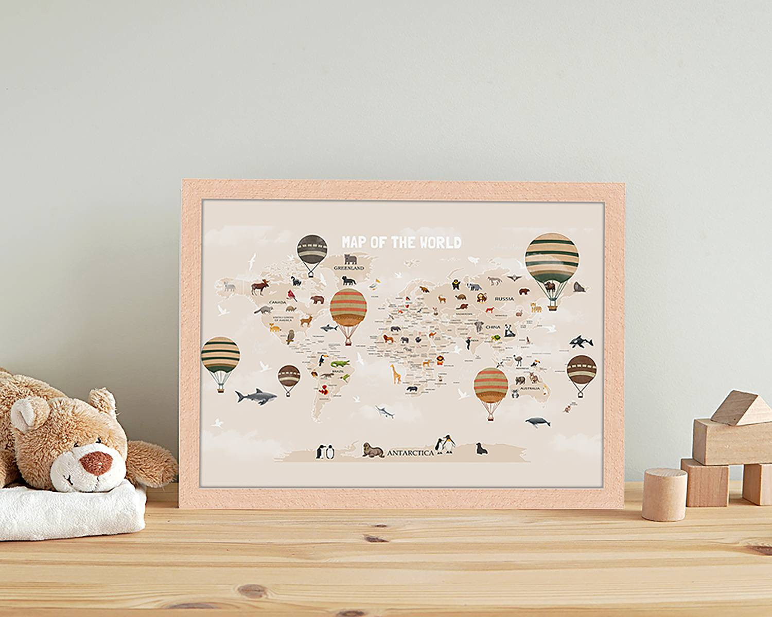 home24 Afbeelding Map Of The World, Meerdere Kleuren, 33 x 43 cm