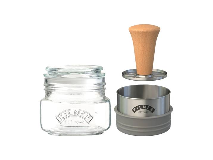 Kilner Set de bocaux de conservation Mash & Store Kilner Transparent-acier inoxydable-bois, 0,5 L
