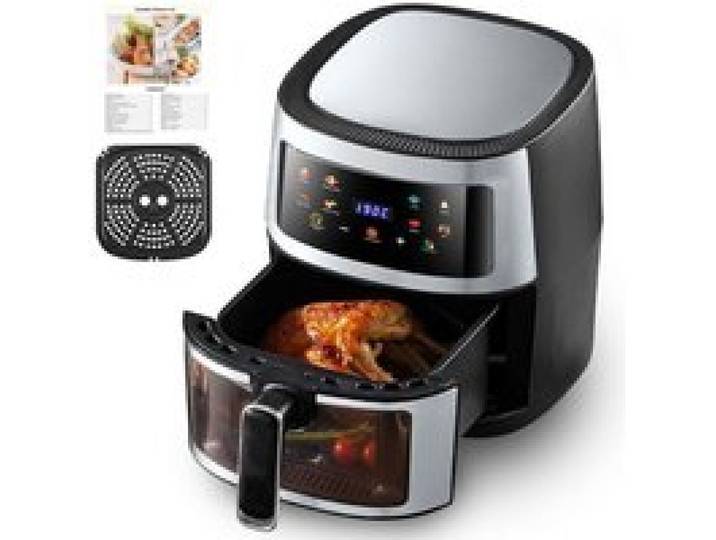 FRITEUSE ELECTRIQUE Friteuse à air chaud 6L - Friteuse sans huile avec Fenêtre visible Écran tactile Thermostat8 ProgrammesRecettes