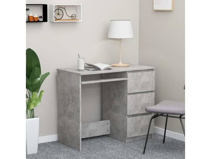 Bureau - VIDAXL - 90x45x76 cm - Gris béton - 1 tiroir - Montage facile