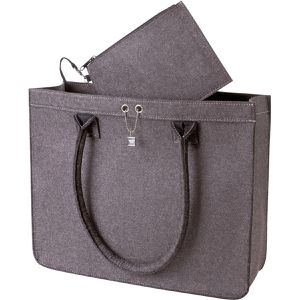 Halfar Einkaufstasche 1807556 ModernClassic, mit Zubehörtasche, aus recyceltem Filz, mit Henkeln, 37 x 30 cm, anthrazit