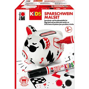 Marabu Porzellanstifte KiDS Porcelain & Glass, Sparschweinset, 2 Farben, Rundspitze 1-3 mm, spülmaschinenfest, 3 Teile