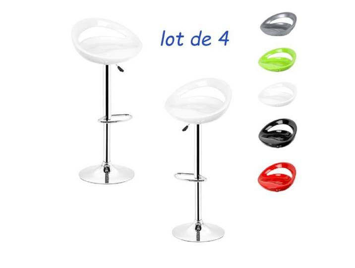 Tabouret de Bar réglable Pivotant Rotatif à 360 Degrés - Blanc - Lot de 4 - BUL