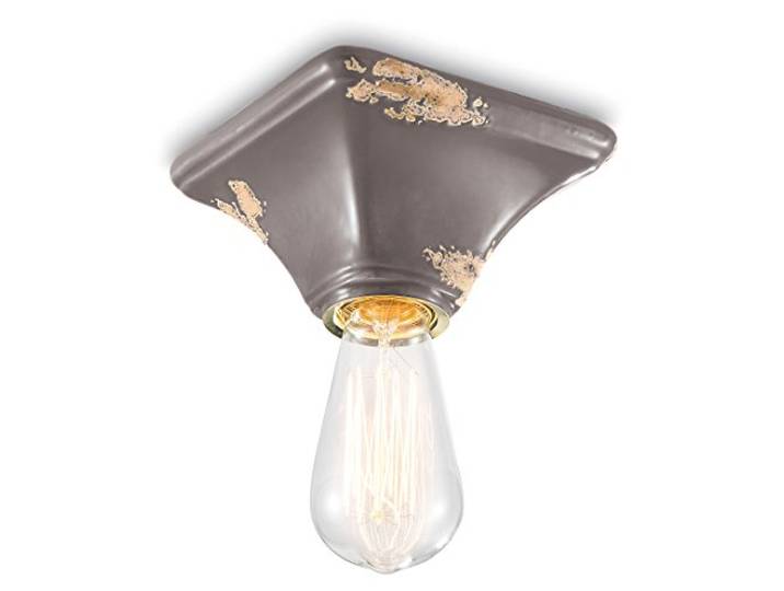 Ferroluce retro plafondlamp, vierkant, E27, taupe