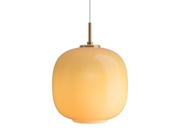 Louis Poulsen Suspension VL45 Radiohus Ø25cm Brass-amber glass