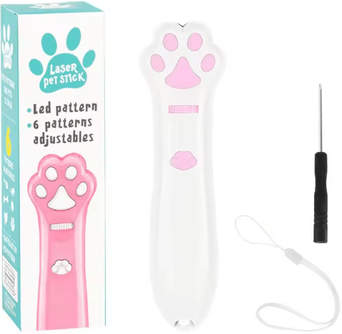 Inspire Curations FlashPounce Laser Cat Toy With LED Red Dot Teaser white