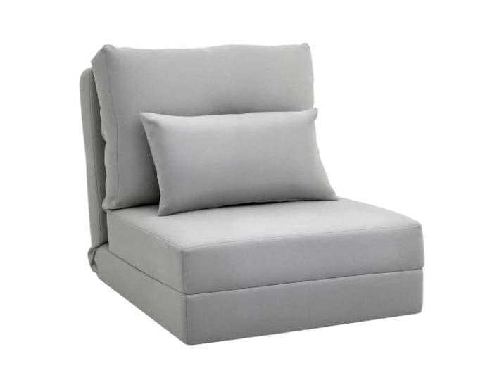 HOMCOM 2 in 1 Schlafsessel Klappbar Bettfunktion 60x80x56 cm Grau Schlafsofa, Verstellbarer Rückenlehne, Kissen, Gästebett, in Leinenoptik, Klappsessel, Sessel, Wohnzimmer, Schlafzimmer