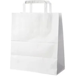 Papiertragetasche weiß 26+14 x 32 cm – 250 Stück