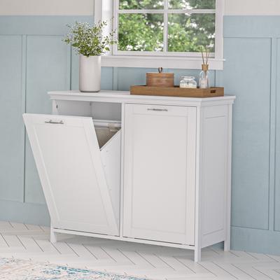 RiverRidge Home RiverRidge Somerset Double Tilt-Out Laundry Hamper Cabinet with Removable Cloth Storage Bags - White