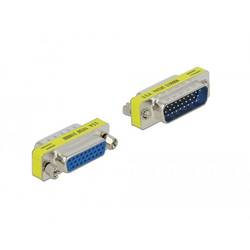 Delock 65111 VGA Adapter [1x D-SUB-Stecker 25pol. - 1x D-SUB-Buchse 25pol.] Silber vergoldete Steckkontakte