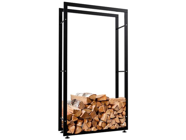 CLP Kaminholzregal 80/25/150 cm Metall Schwarz, 80x150x25 cm, Kleinmöbel, Kamine & Zubehör, Kaminholzregale