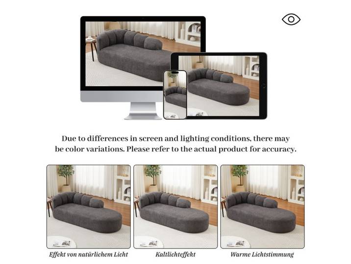 Chaise longue moderne avec dossier ondulé en gris anthracite Fauteuil relax gris foncé élégant comme un canapé accent