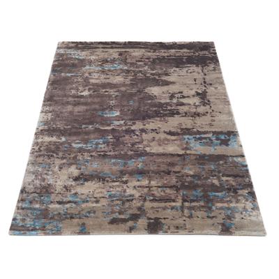Teppich MUSTERRING "ANGELES PILANO", blau (braun, beige, blau), B:70cm H:10mm L:140cm, Viskose, Teppiche, Teppich, exlcusive MUSTERRING DELUXE COLLECTION, Bambus-Viskose feine Knüpfung