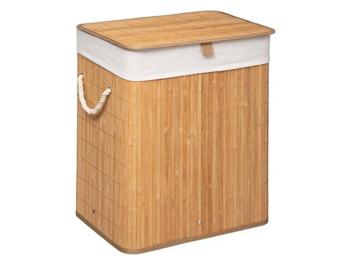 5five Simply Smart Wäschekorb 2 Kammern 60 l 41,5/30/50 cm, Braun, Naturmaterialen, 30x50x41.5 cm, Badaccessoires