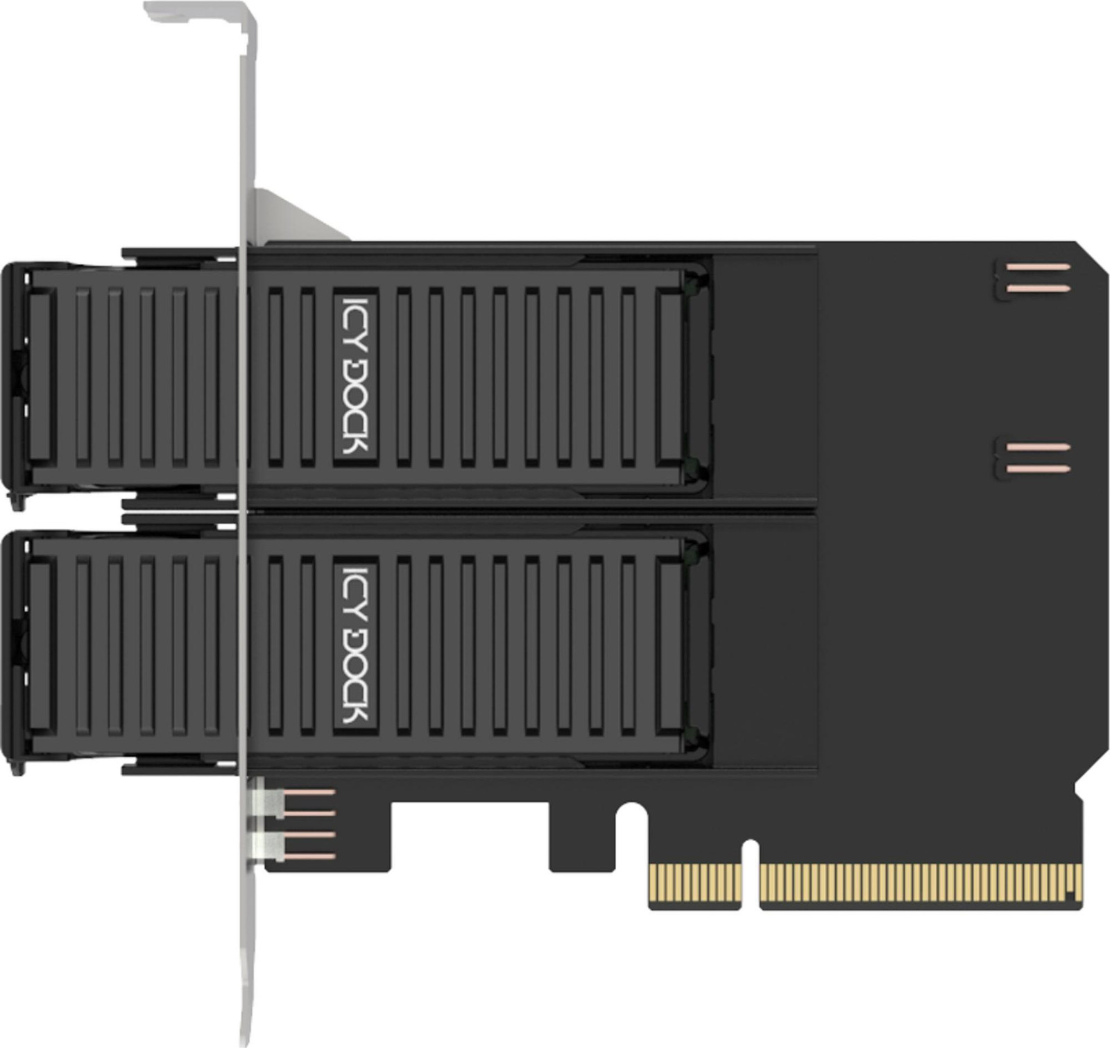 Icy Dock MB312M4P-B Adapter 2x M.2 NVMe naar PCIe 4.0 x8 Card Bifurcation