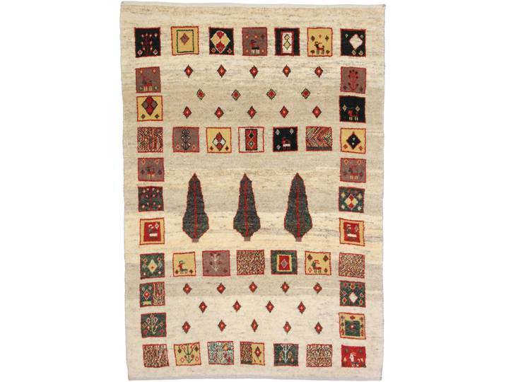Perser Gabbeh Loribaft Teppich 105x149 Handgeknüpft Modern Orientteppich Perserteppich Wolle