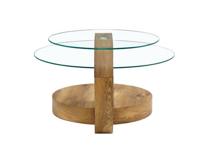 Okwish Couchtisch 69,8/69,8/49,8 cm Klar aus Holzwerkstoff und Glas mit mehrstufigen Ablageflächen, 69.8x49.8x69.8 cm, Wohnzimmer, Wohnzimmertische, Couchtische