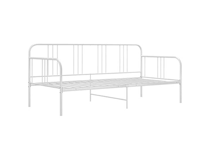 vidaXL Schlafsofa Bettgestell Tagesbett Metallbett Bettsofa Einzelbett Bett Gästebett Sofabett Sofa Couch Jugendbett Weiß Metall 90x200cm