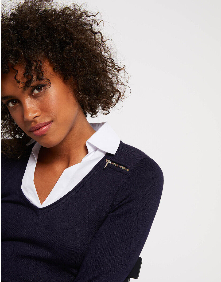 MORGAN Pull chemise 2 en 1 détails zips épaules