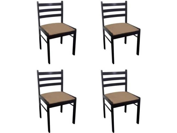 Mode 2882 Lot de 4 Chaises de cuisine - Chaises de salle à manger Décor - Marron Hévéa solide et velours