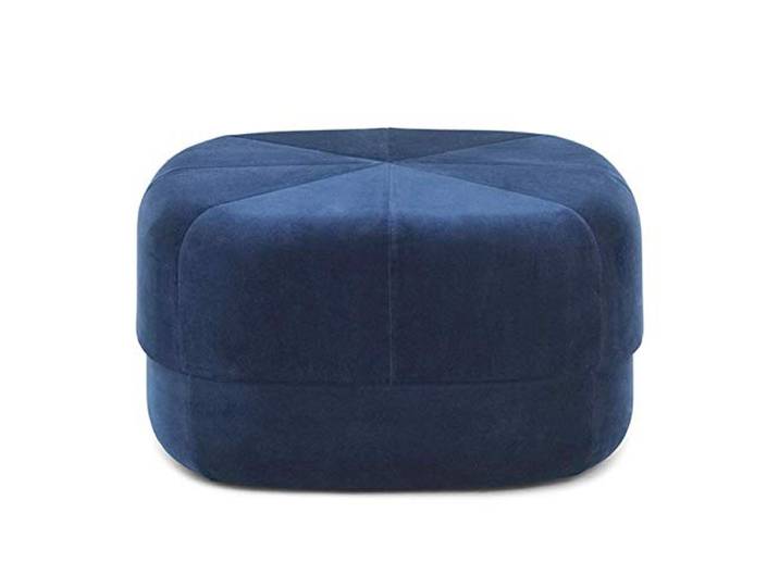 IXMLDAXD Der Stuhl, Soft Velvet Round Ottoman - Orange Padded Coffee Table Footstool for Living Room & Bedroom Extra Seating(Navy Blue,65x65x36cm(26x26x14inch))
