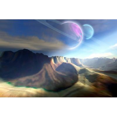 Fototapete PAPERMOON "Futuristische Landschaft", bunt, B:3m L:2,23m, Vlies, Tapeten