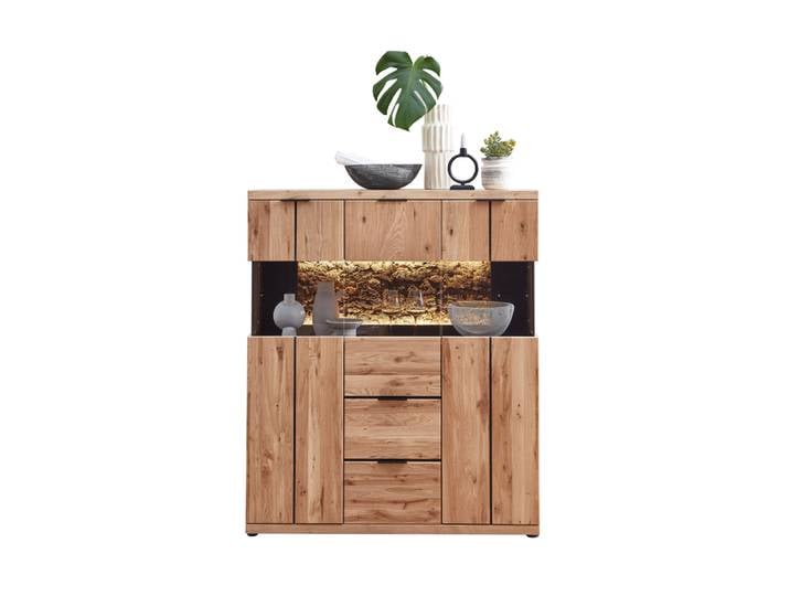 Wohn-Concept Donna Highboard Wildeiche Massivholz/Echtkork Bianco