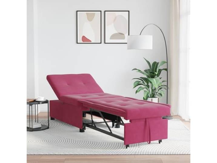 HEFZGDB 3-in-1 Ausziehbares Sofabett in Burgunderrot Samt Verstellbar mit Weichem Bezug für Wohnzimmer Schlafzimmer Komfort Entspannung Kompaktes Design