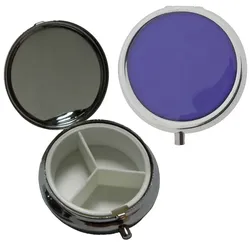 Pillendose Tablettendose Medikamentenbox Pastillenbox Metall 3 Fächer Blau 1