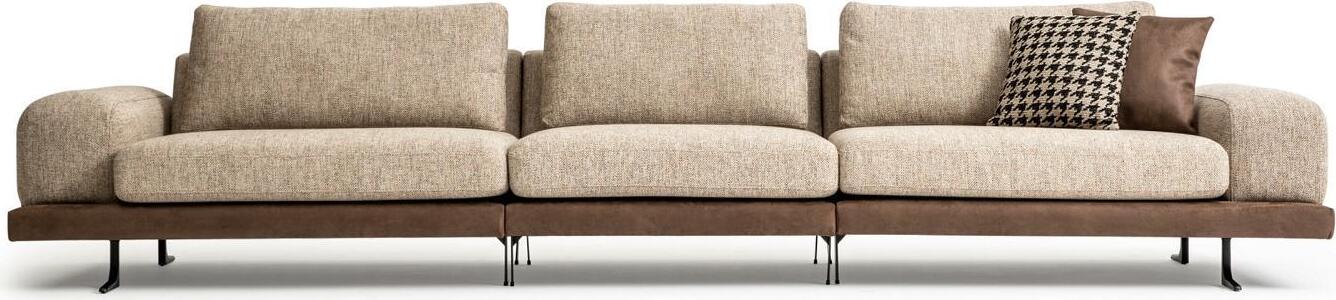 Beiger Fünfsitzer Polstersofas Sofa Textil Couch Sitzmöbel Wohnzimmer